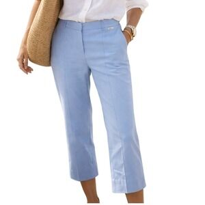Tory Burch Cropped Capri Pants Blue Stretch Ankle Designer Womens 14 Coastal‎